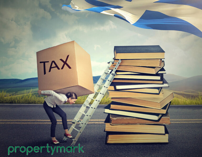 Woman carrying heavy tax burden up a ladder towards Scottish flag, symbolising landlord challenges