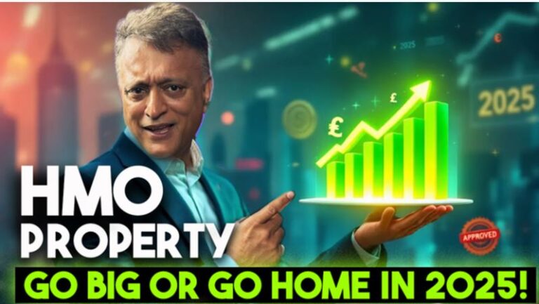 HMO property investment strategy 2025 with rising profits graph