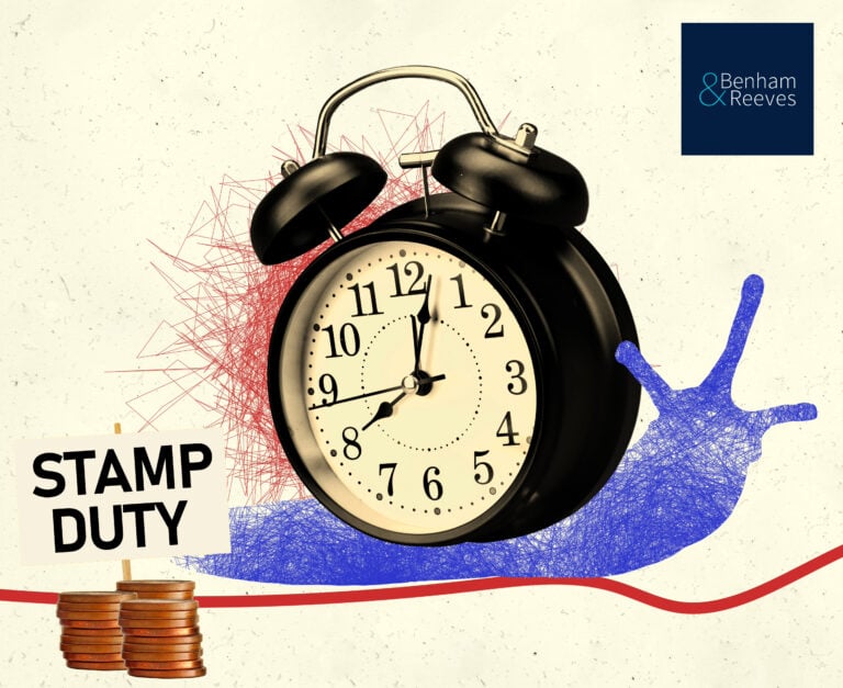 A alarm clock on a snail, stamp Duty and coins