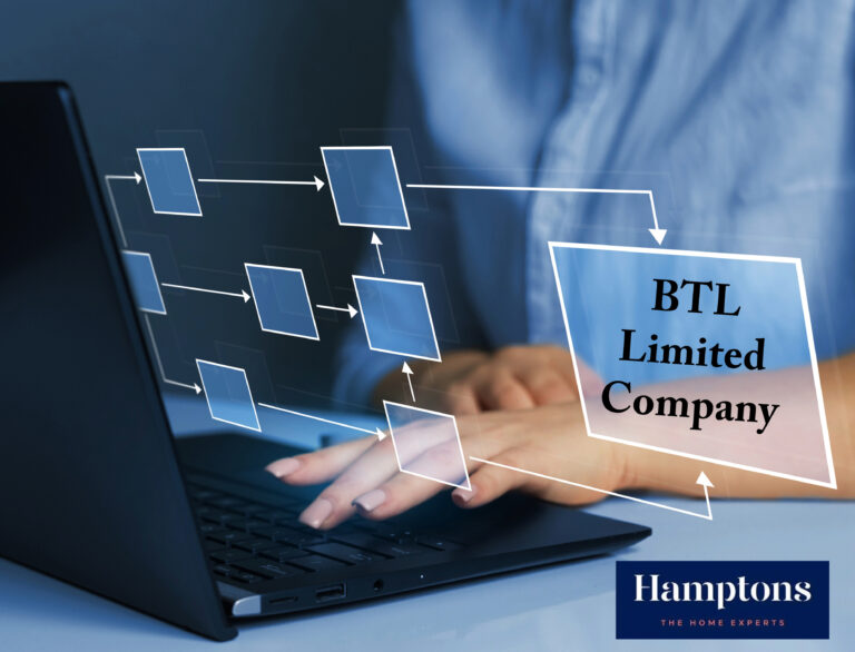 A person on a laptop with digitial images showing Buy To Let Company