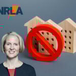 NRLA logo with housing shortage symbol and Treasury Minister highlighting rental crisis.