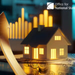 A house with a light shining inside and an arrow pointing upwards