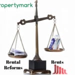 Scales balancing rental reforms against rising rents with money on one side