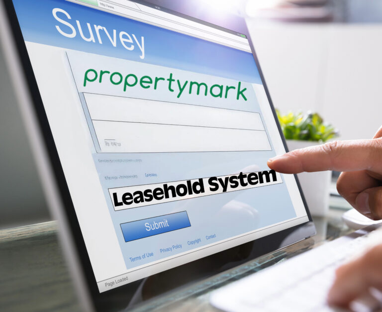 Person completing Propertymark leasehold survey on a computer screen
