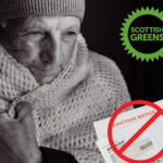 Scottish Greens logo and a homeless man
