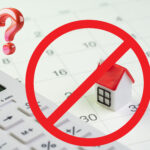 Calendar with calculator, house symbol crossed out, and question mark about tenancy dates.