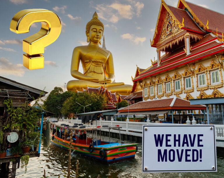 A picture of Thailand, a question mark and we have moved text