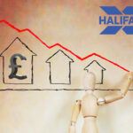 Halifax logo, house sketches, an arrow coming down and a UK pound sign