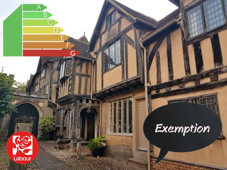 A large house with an EPC graph and the word Excemption
