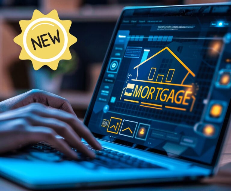 A person using a laptop showing Mortgage