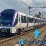 Elizabeth Line with a blue arrow pointing upwards