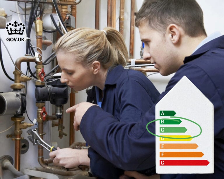 People working on a plumbing devise and EPC graph