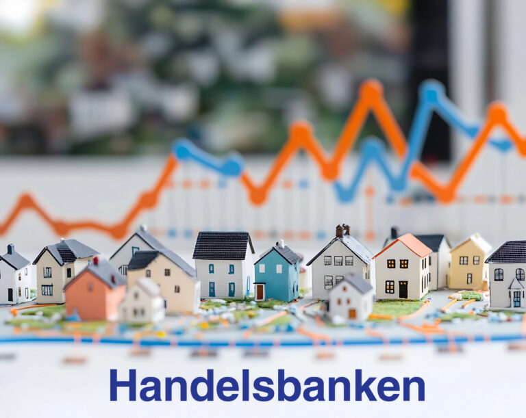 model houses with graph lines above