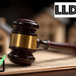 Courtroom justice hammer, on court papers and a green tick inside a box