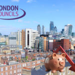 City of London with a pig and an arrow pointing down, London Councils text.
