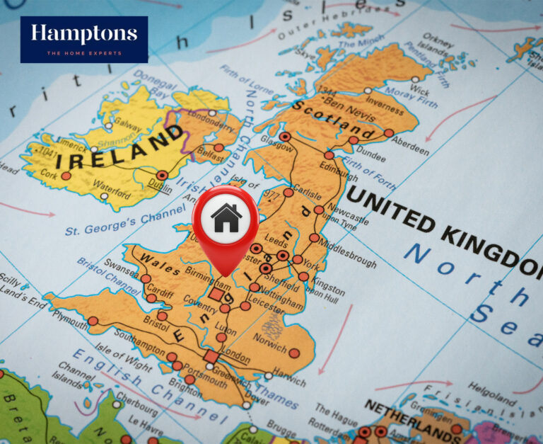 Map of UK with a location point in the North