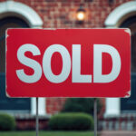 Sold sign with houses in the background