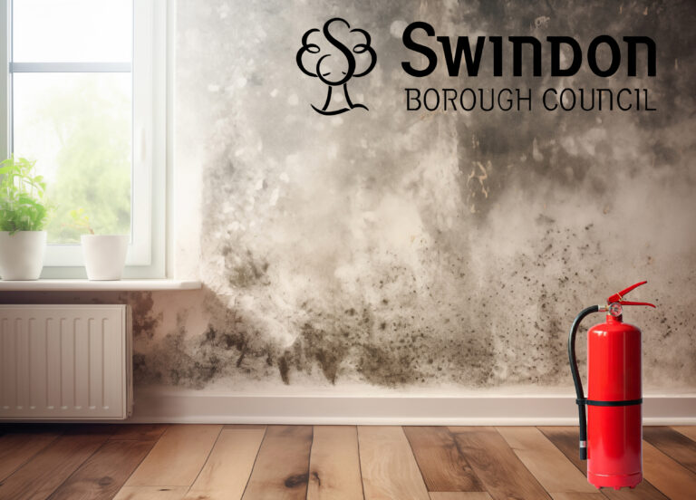 Fire extenguiser in a home with smoke, Swindon Borough Council