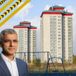 The Mayor of London, Sadiq Khan photo with London tower blocks in the background