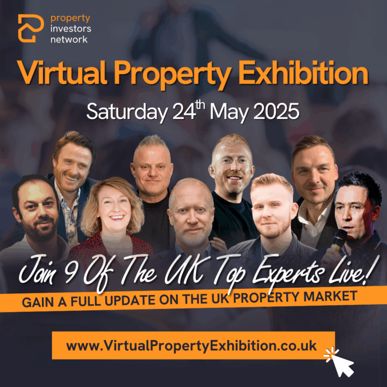 simon zutshi, Virtual Property Exhibition advertisement showing people and the words, Join 9 of the the UK top Experts live
