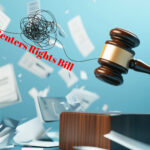 Justice hammer, papers falling and Renters Rights' Bill