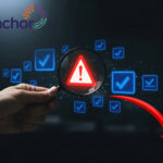 digital ticks and a hazard sign with a own arrow and the Anchor social housing logo