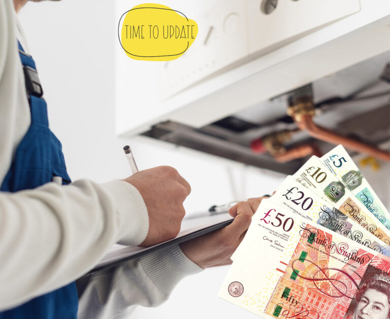 Boiler being inspected for an upgrade with UK cash