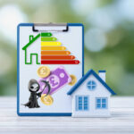 house with a clipboard and EPC energy rating with money and a death sign