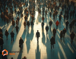birss eye view of people walking away