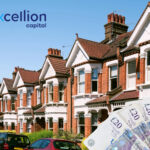 Row of houses and UK bank notes