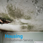 Mould on ceiling with leaks damage and peeling paintwork