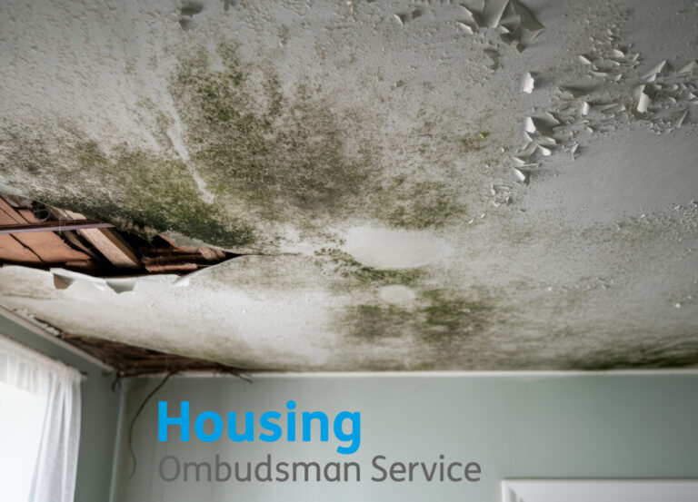 Mould on ceiling with leaks damage and peeling paintwork