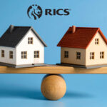 two houses balancing on scales and RICS logo