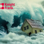 House in the middle of the ocean being hit by ferocious waves