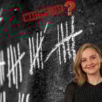 Five bar fence counting on a blackboard with an image of SNP Mairi McAllan and a waiting list stamp with a question mark