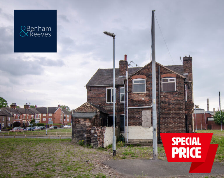 A house in need of repair, set against a background of a housing estate, with the word 'Special Price' displayed.