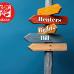 Signposts with the words Renters Rights Bill and the Labour logo