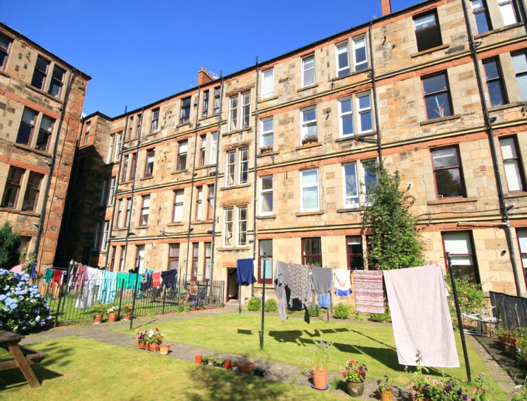 shared garden with HMO houses in the background