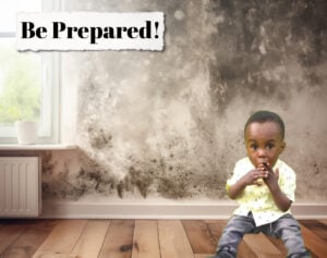 Image of Awaab for Awaabs law in a room with mould and a label stating be preopared