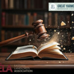 Legal hammer onto a book and breaking particles and Grteat Yarmouth Borough council logo