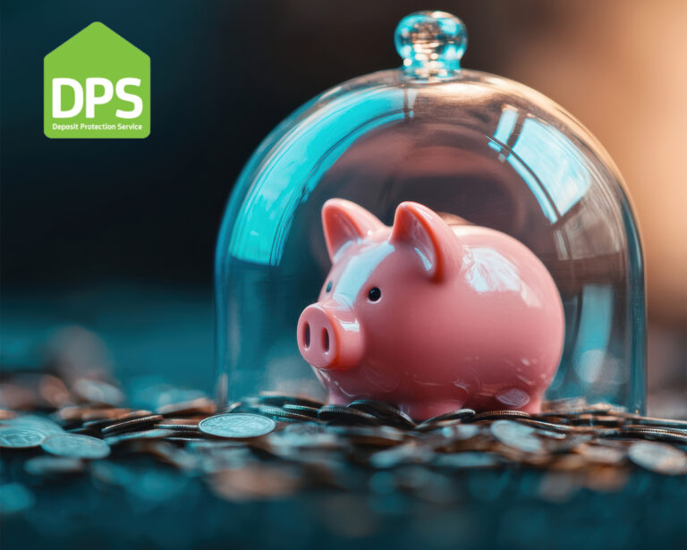 Piggy bank protected under glass dome symbolising tenant deposit security and slow market growth