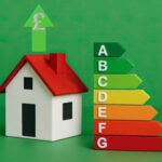 EPC graph with a house and on up arrow and a paound sign