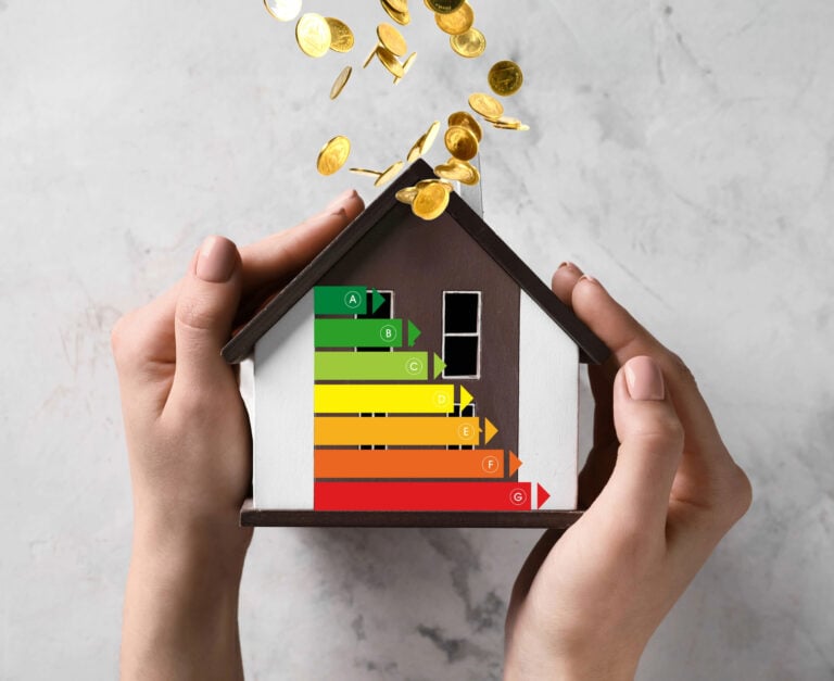Falling coins onto a house with an EPC graph