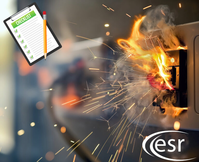 Electrical socket fire with checklist symbolising landlord safety compliance