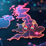 Modern map of england with location pins and circled houses