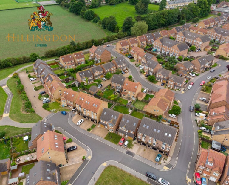 Aerial view of suburban housing in Hillingdon, London, representing the area affected by new HMO regulations