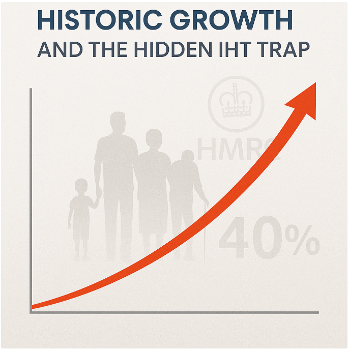 Red upward graph showing rising inheritance tax impact on UK landlords over generations