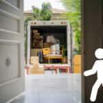 Removals van seen from an open doorway