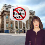 Mansion house and Rachel Reeves with Private Rented Sector in a speech bubbl;e