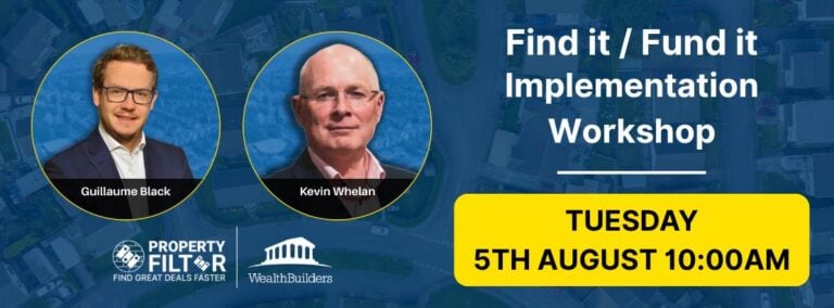 Workshop banner with Guillaume Black and Kevin Whelan promoting property investment event